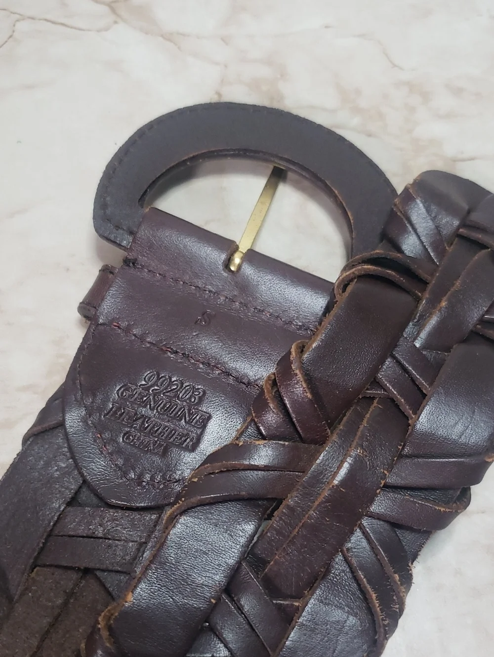 Braided Men's Leather Belt - Dark Brown S